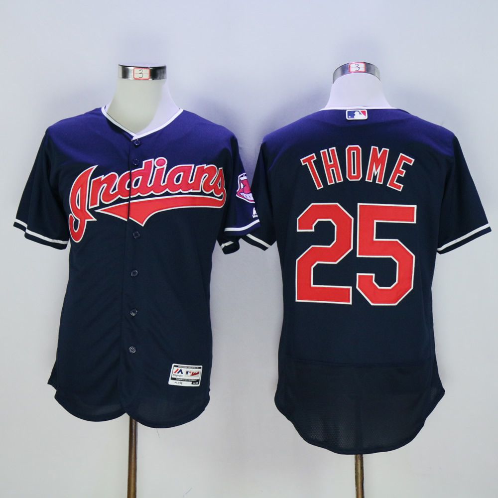 Men Cleveland Indians #25 Thome Blue MLB Jerseys